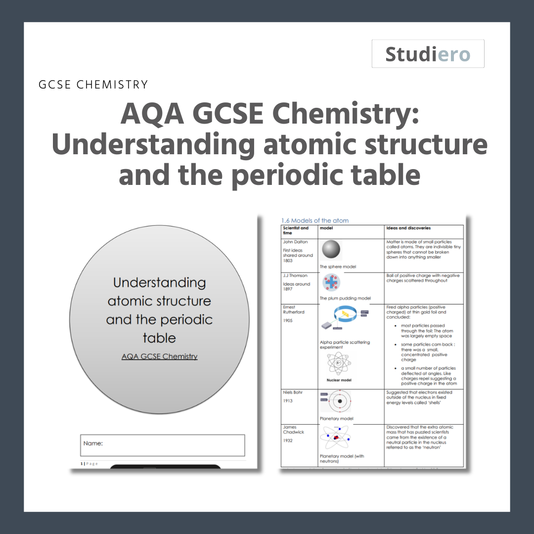 AQA GCSE Chemistry Workbook: Understanding the Periodic Table and Atomic Structure + Answer Booklet